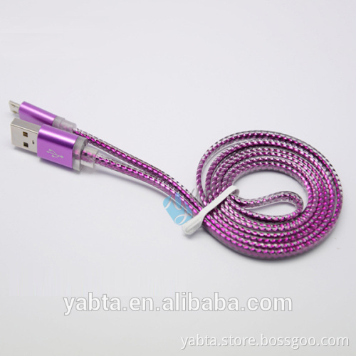 shenzhen factory flat usb cable, metal housing usb data cable, usb cable for iphone 6 and samsung